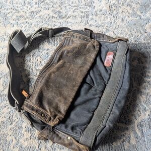 Rugged Brown and Black Canvas Messenger Bag